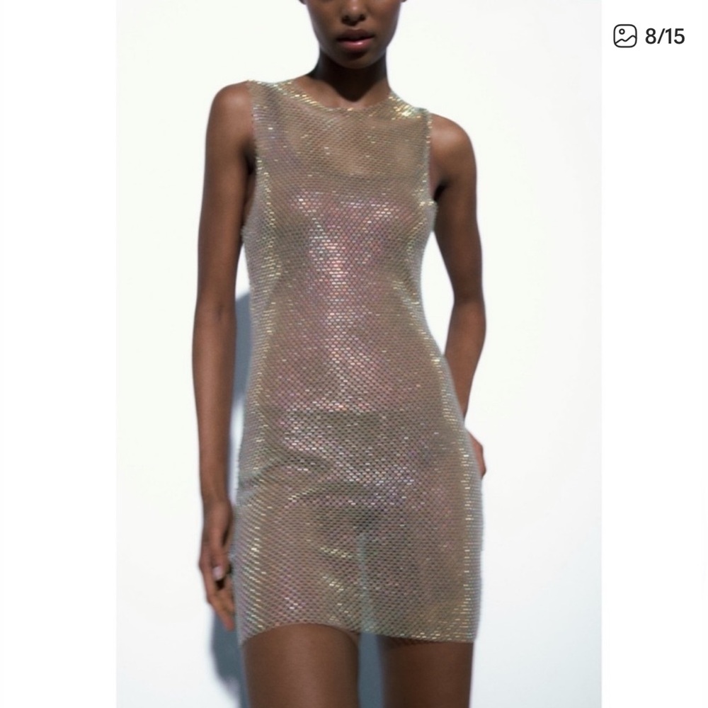 Zara rhinestone mesh dress